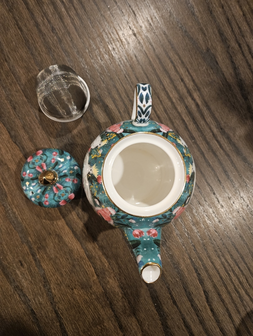 Taiwan T2 Tea Bone China Green Birds Teapot - Picture 7 of 9